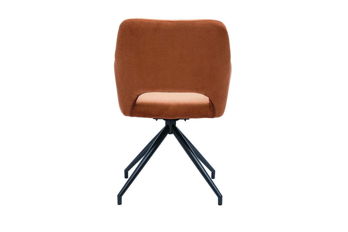 360� Drehstuhl aus gek�rntem Samt in Terra Brul�e und schwarzem Metall LAURETTE