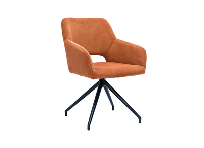 360&deg; Drehstuhl aus gek&ouml;rntem Samt in Terra Brul&eacute;e und schwarzem Metall LAURETTE