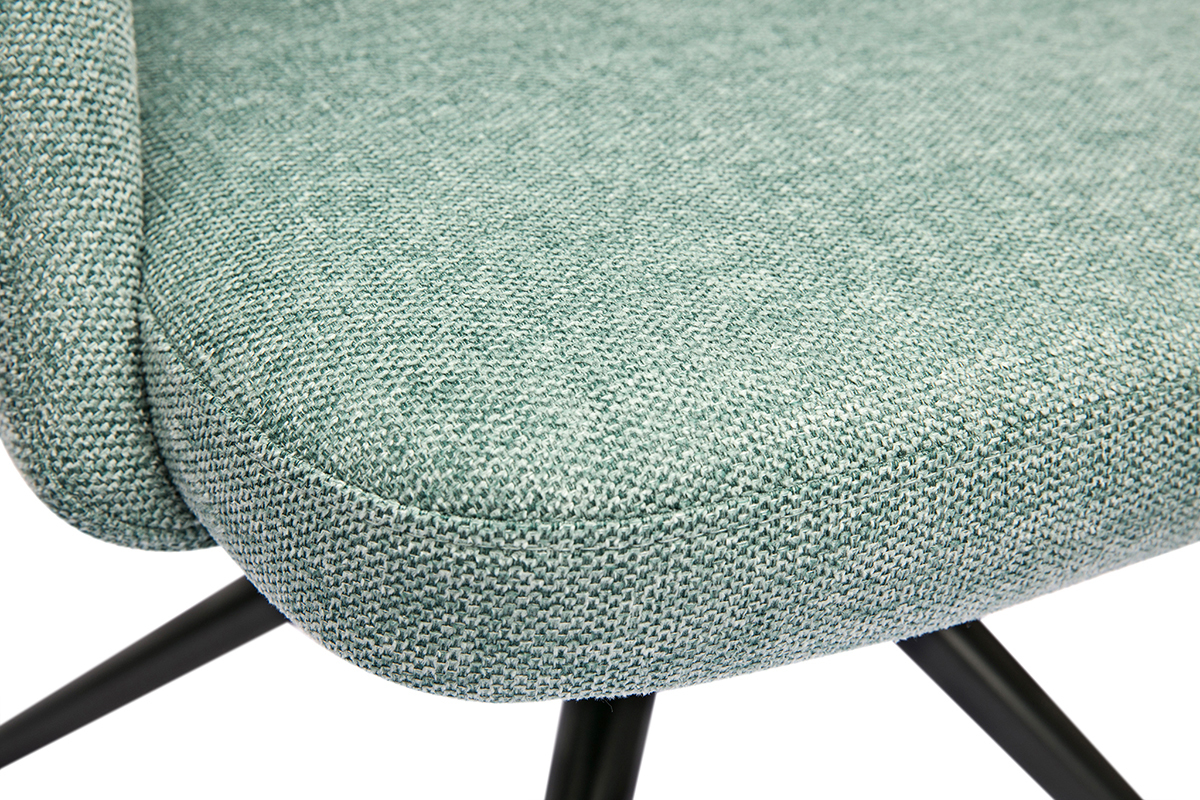360�-Drehstuhl aus strukturiertem Samtstoff in Seladongr�n und schwarzem Metall COSETTE