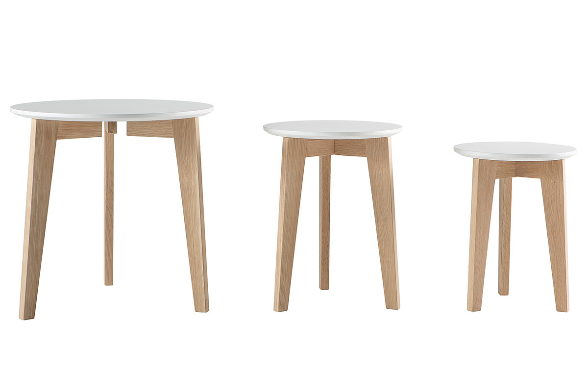 3er-Set Design-Beistelltische lackiert und Holz LARGO