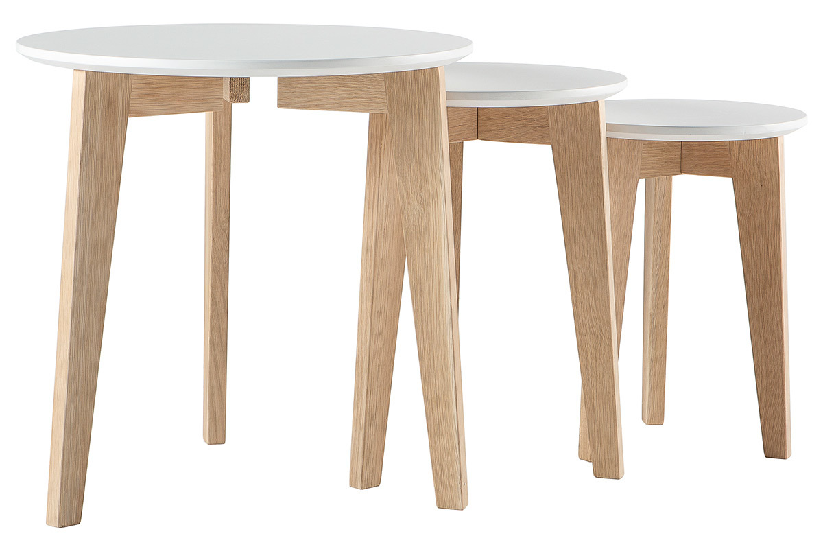 3er-Set Design-Beistelltische lackiert und Holz LARGO