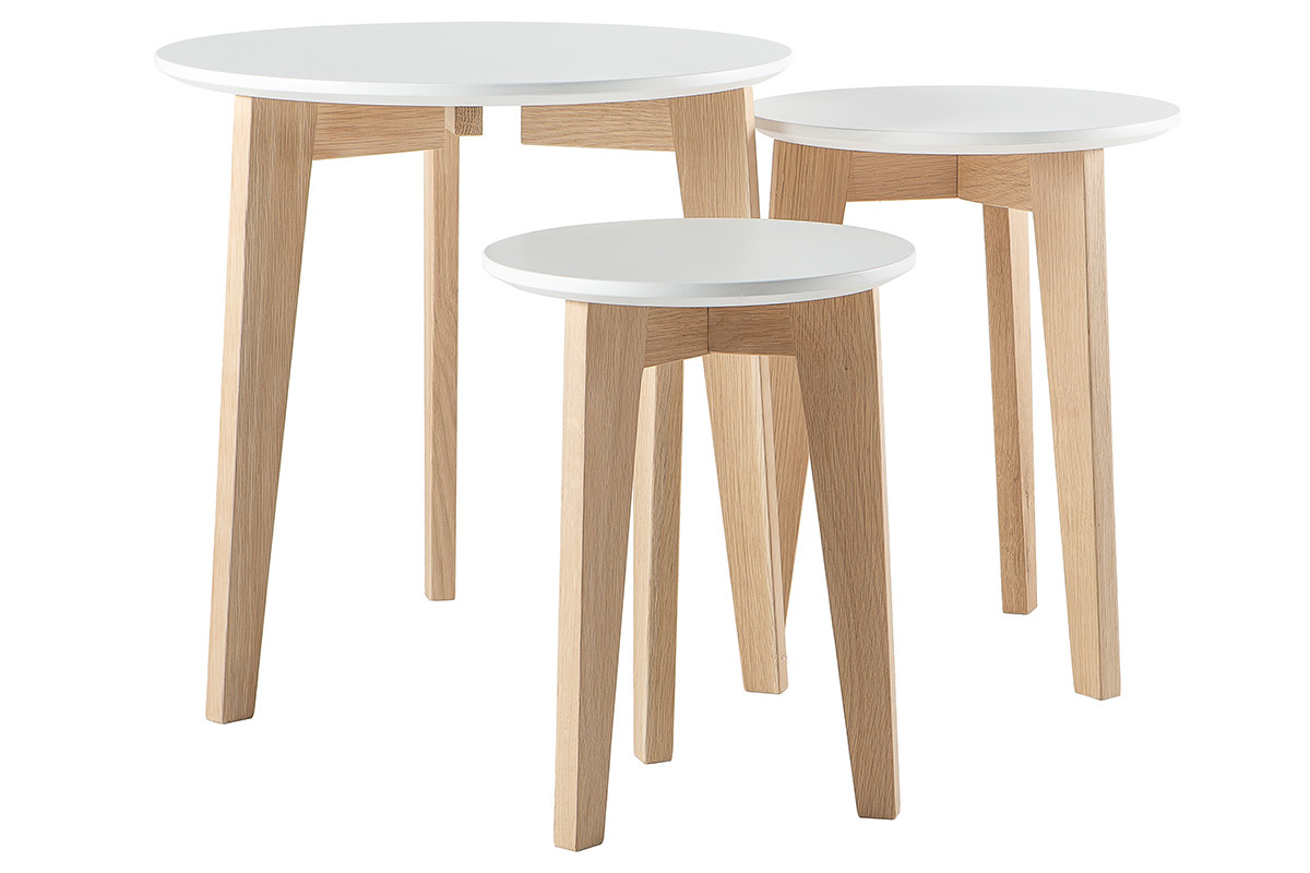 3er-Set Design-Beistelltische lackiert und Holz LARGO
