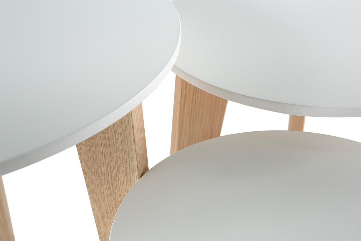 3er-Set Design-Beistelltische lackiert und Holz LARGO