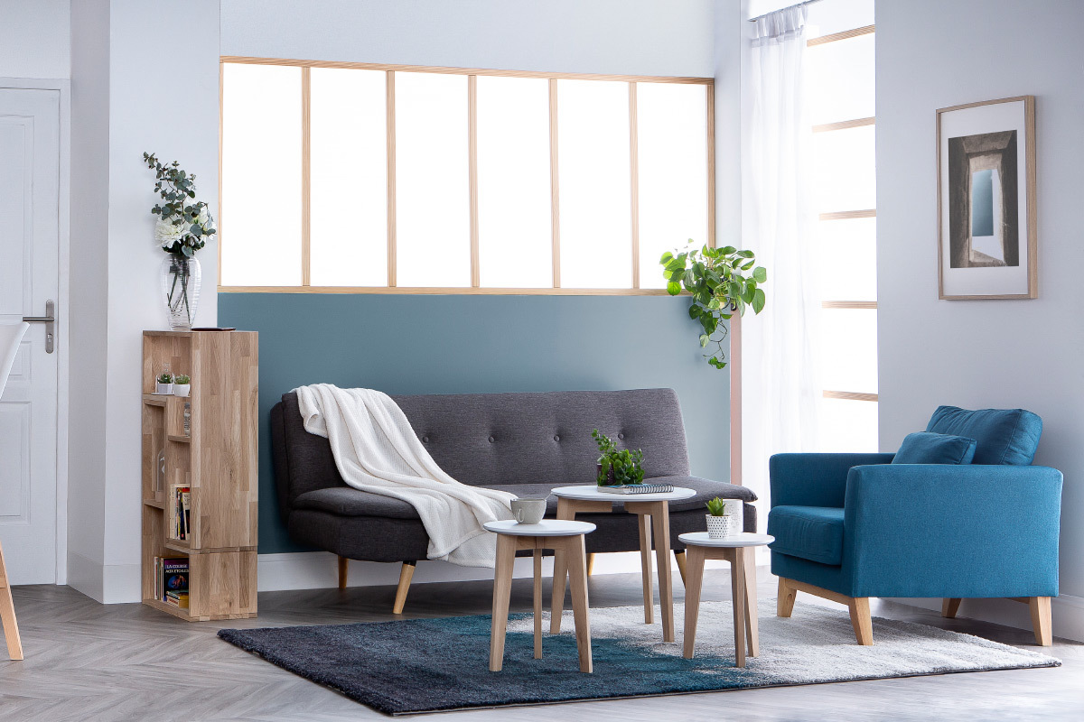 3er-Set Design-Beistelltische lackiert und Holz LARGO