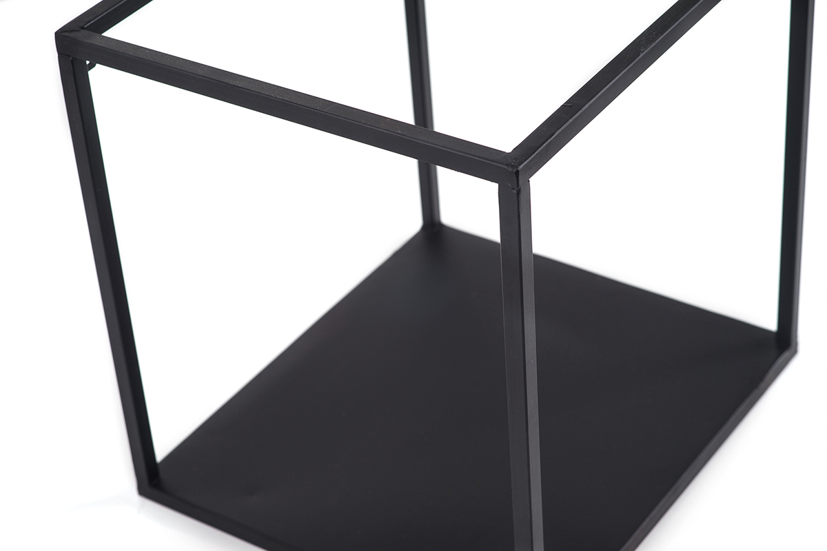 3er-Set industrieller quadratischer Wandregale KARL schwarzes Metall