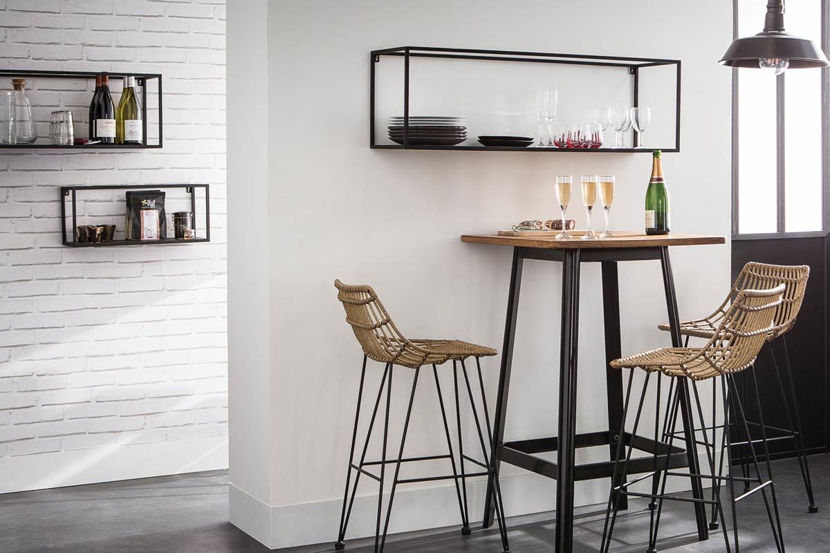 3er-Set industrieller rechteckiger Wandregale KARL schwarzes Metall