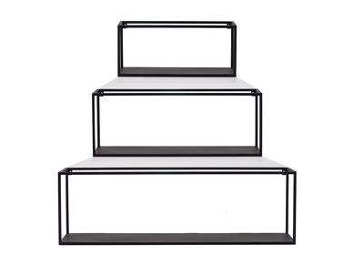 3er-Set industrieller rechteckiger Wandregale KARL schwarzes Metall