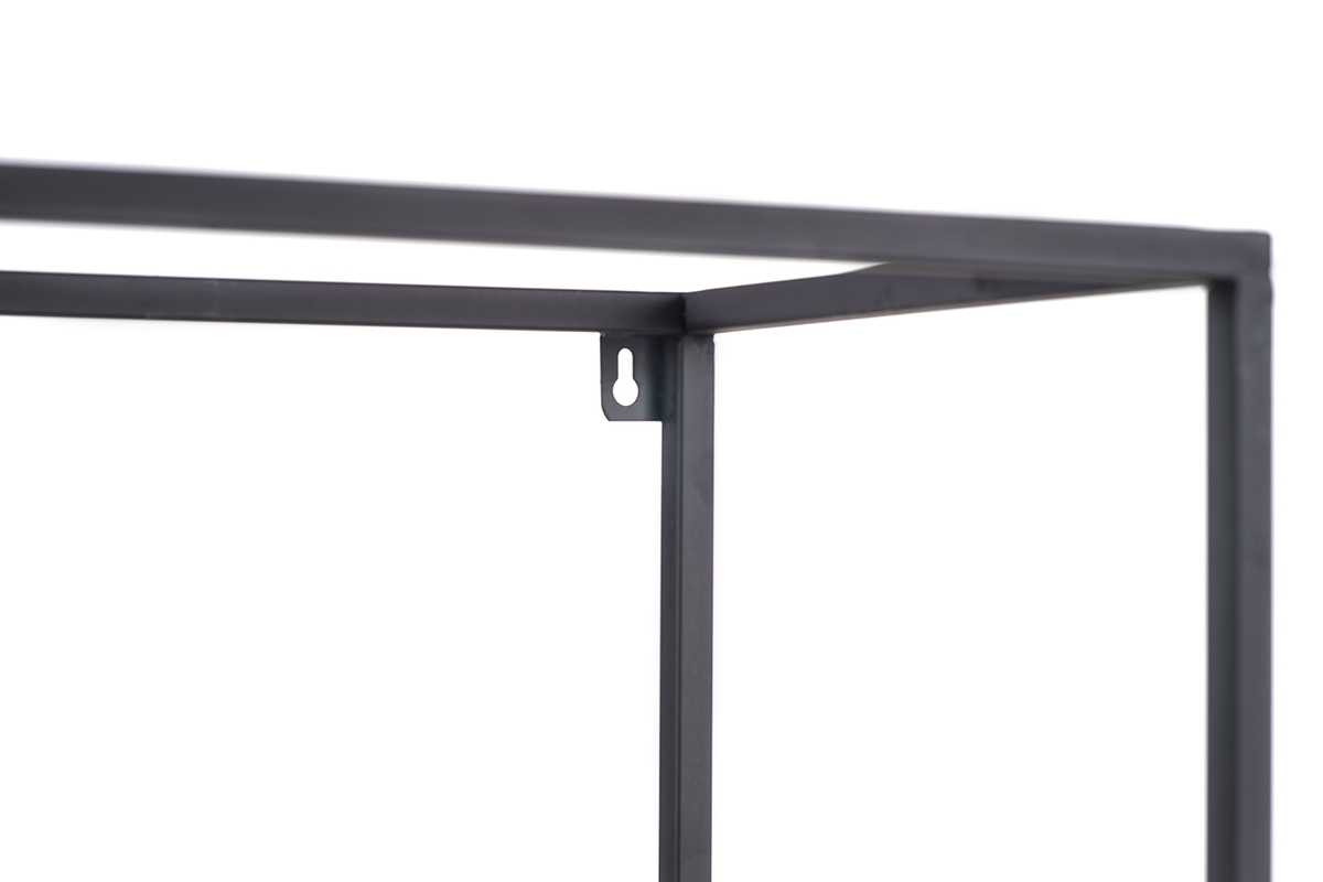 3er-Set rechteckiger Wandregale YPSTER schwarzes Metall und Mangoholz