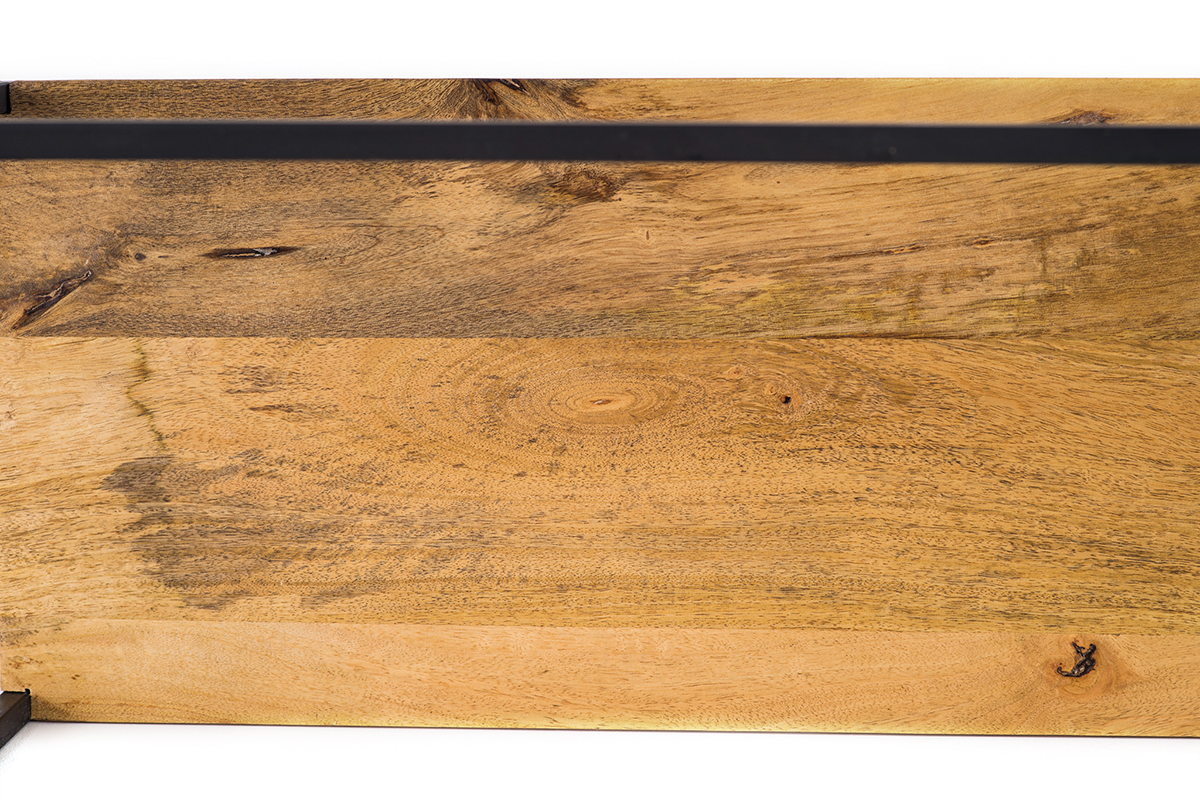 3er-Set rechteckiger Wandregale YPSTER schwarzes Metall und Mangoholz