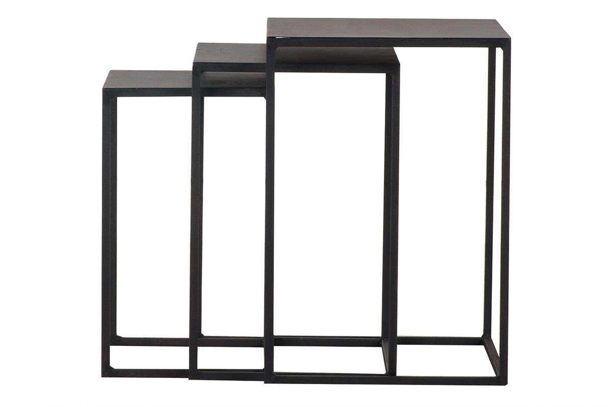 3er-Set Satztische KARL schwarzes Metall
