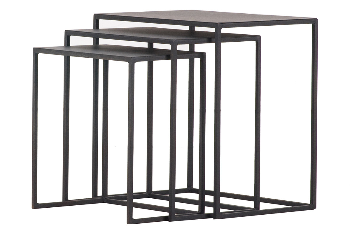 3er-Set Satztische KARL schwarzes Metall