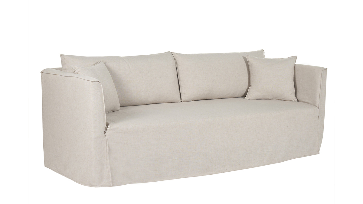 4-5-Sitzer-Sofa mit abnehmbarem Bezug aus beigem Stoff ADELE