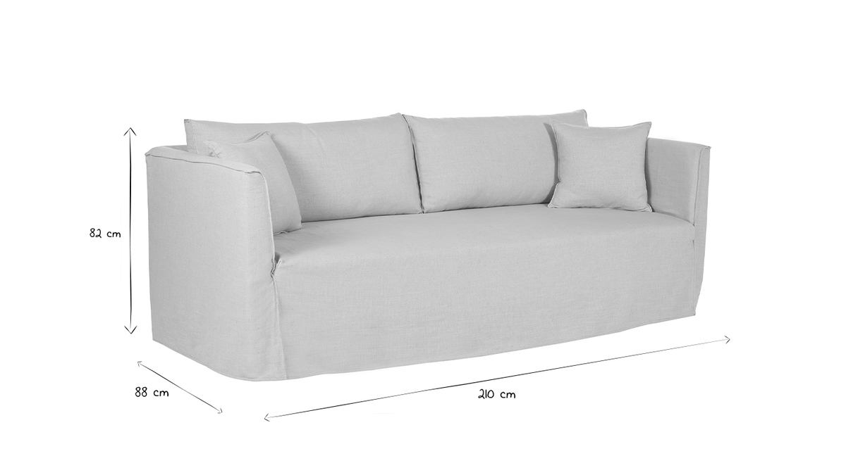 4-5-Sitzer-Sofa mit abnehmbarem Bezug aus beigem Stoff ADELE