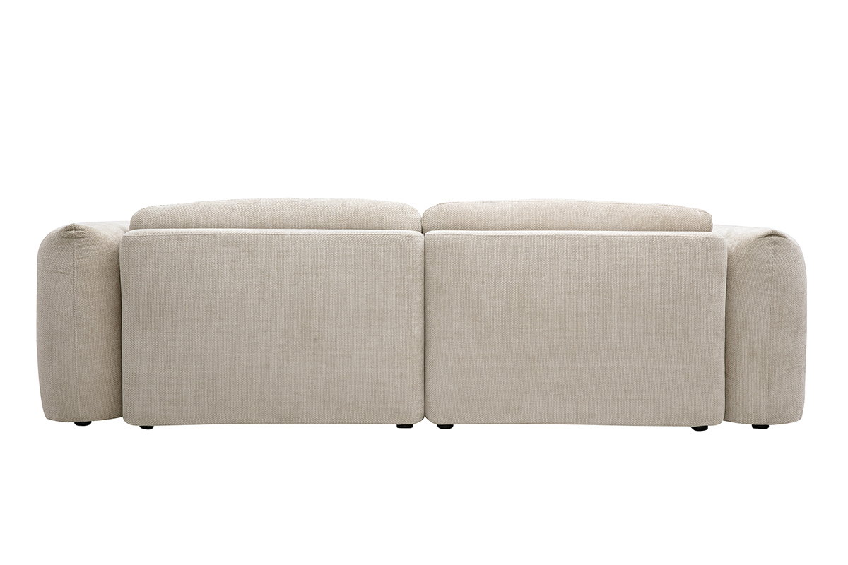 R�ckansicht der beigen 4-sitzer Schlafsofas aus Chenille-Velours.