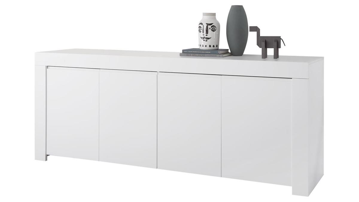 4-türiges Designer-Sideboard L210 cm weiß matt TINO
