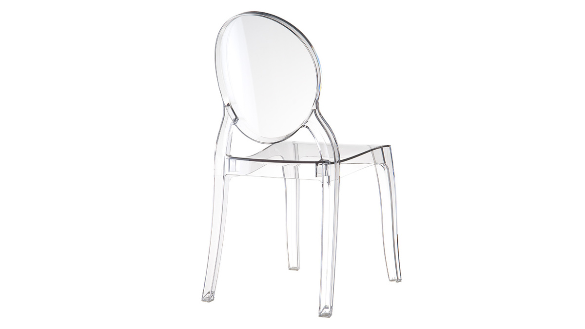 4er Set Design-Stühle oval transparent innen / außen LOUISON