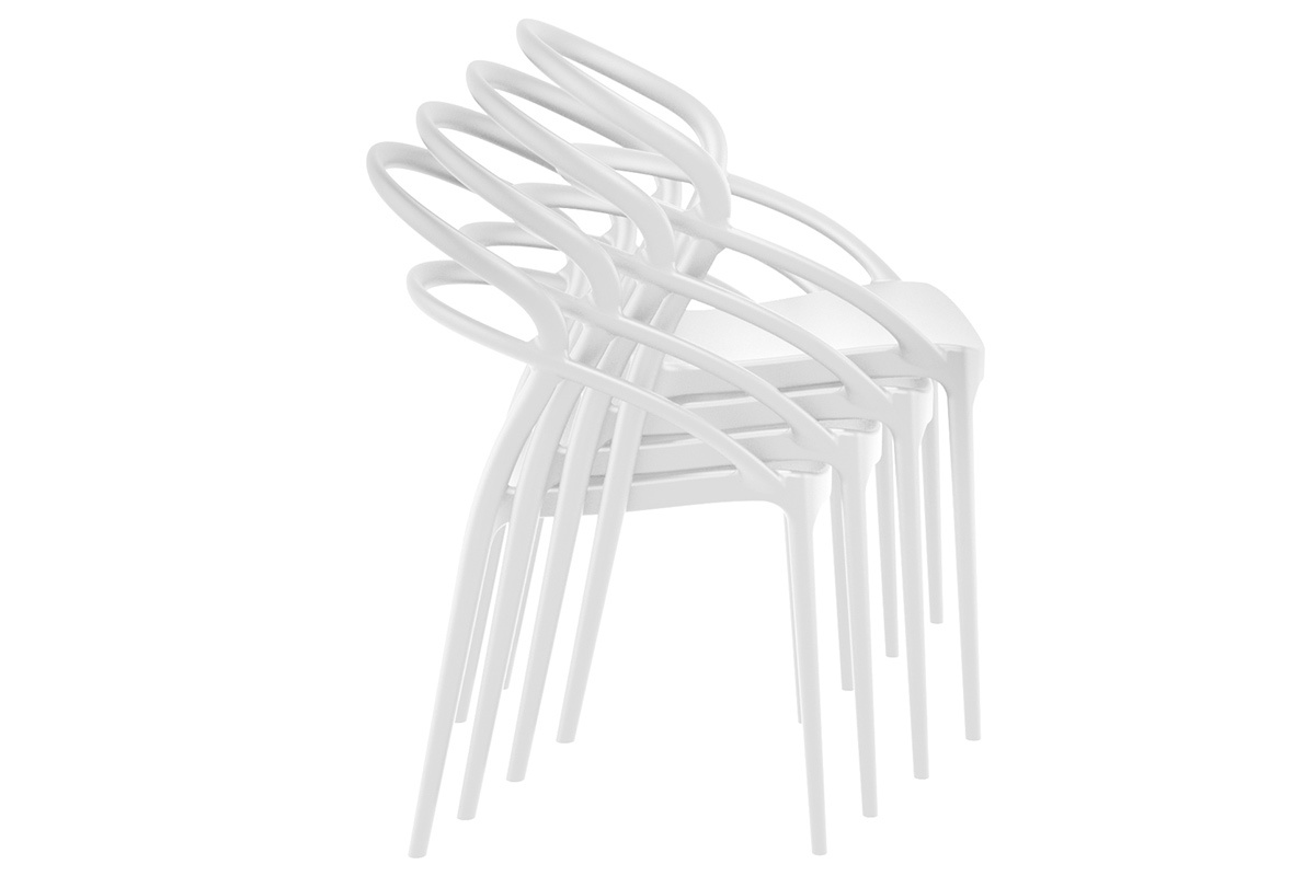 4er-Set Design-Sthle weies PP COLIBRI