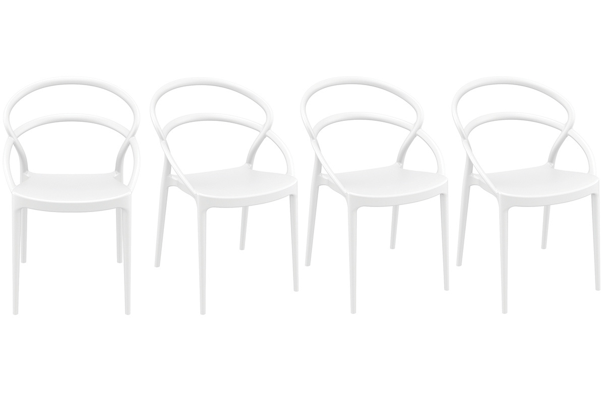 4er-Set Design-Sthle weies PP COLIBRI