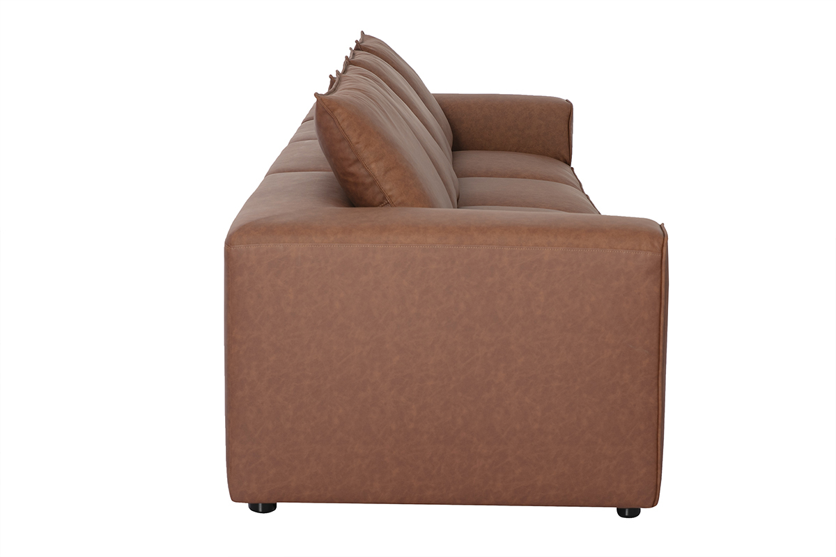Modulares 5-Sitzer-Sofa aus braunem Leder FERGUS Seitenansicht