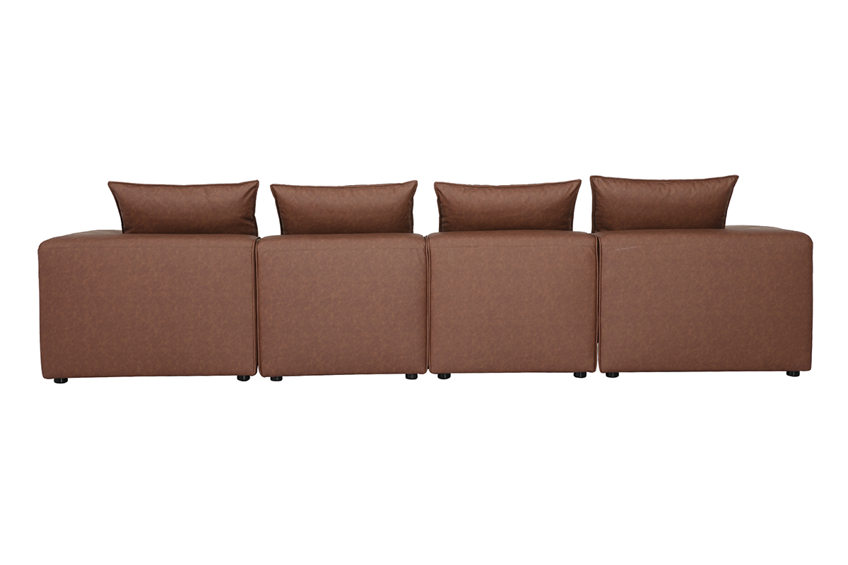 Modulares 5-Sitzer-Sofa aus braunem Leder FERGUS, R�ckansicht.