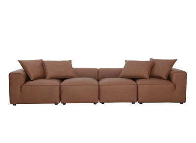 5-Sitzer modulares Sofa aus braunem Leder FERGUS