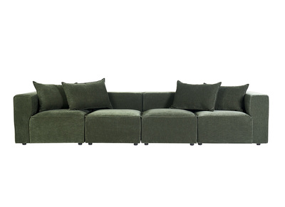 5-Sitzer modulares Sofa aus Samtoptik-Stoff in Khaki-Gr&uuml;n KERRY