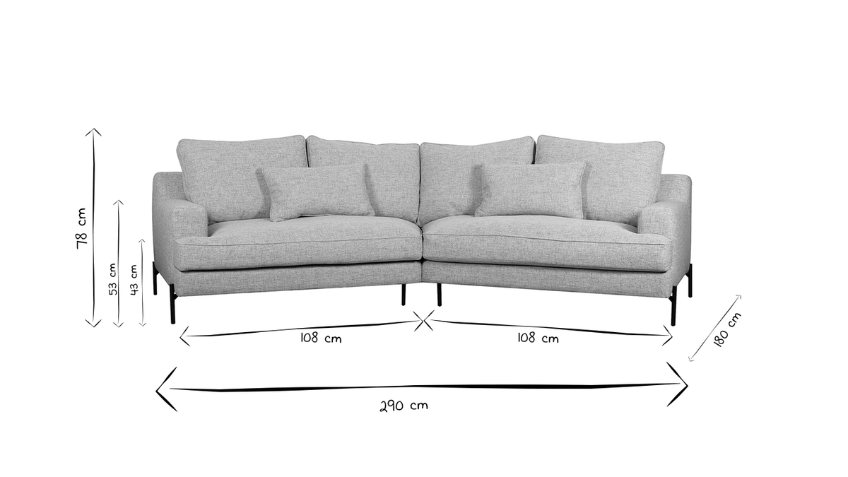 5-sitziges Ecksofa in grau meliert PUCHKINE