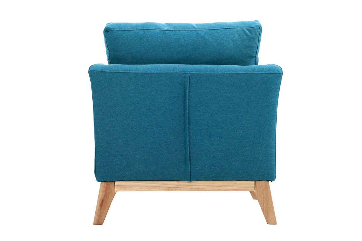 Abnehmbarer skandinavischer Sessel aus Entenblauem Stoff und hellem Holz OSLO