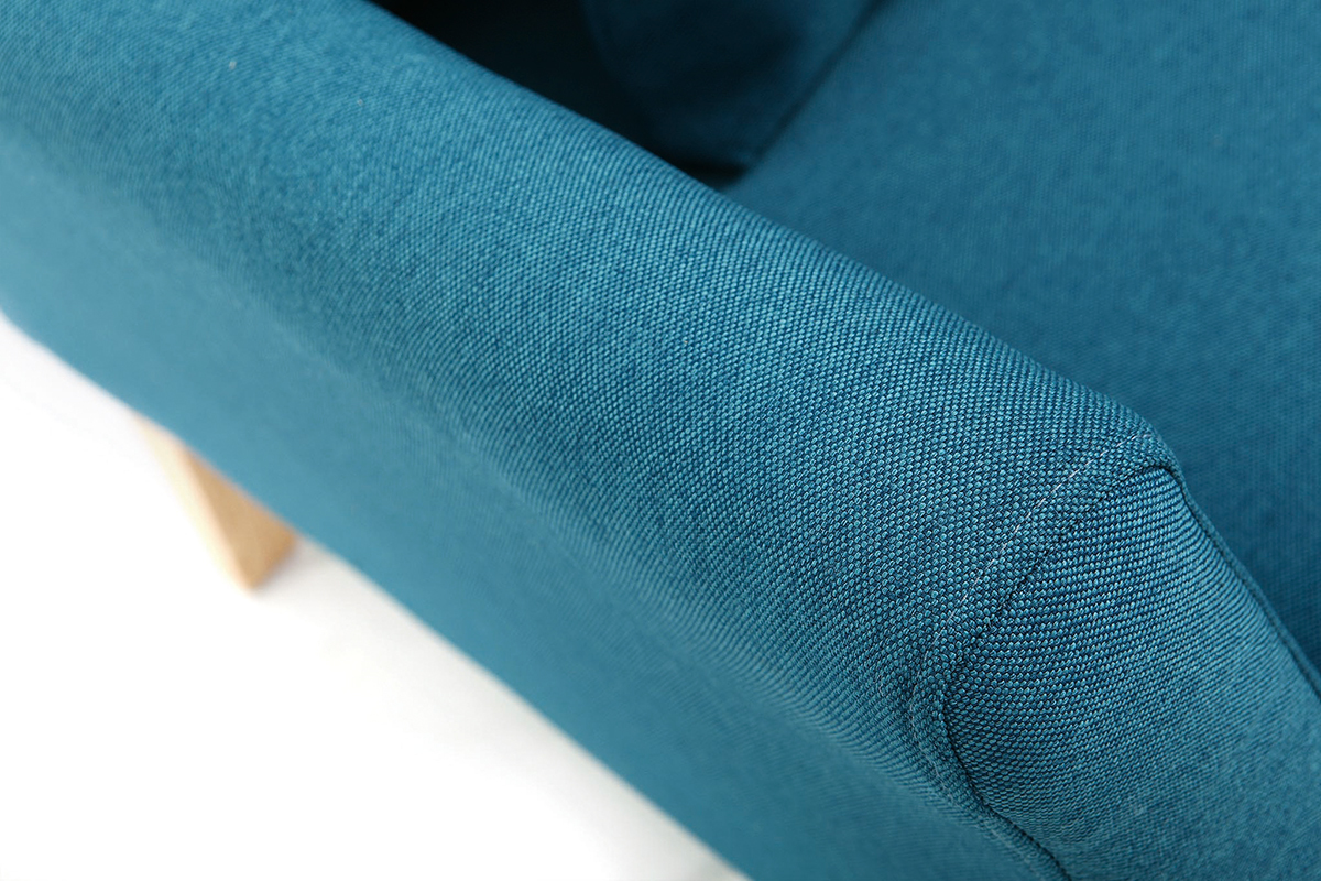 Abnehmbarer skandinavischer Sessel aus Entenblauem Stoff und hellem Holz OSLO