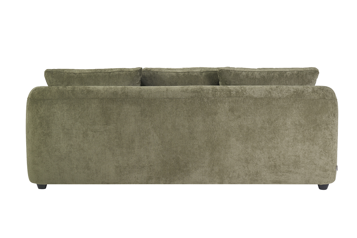 Abziehbares 3-4-Sitzer-Sofa aus Stoff mit strukturierter Samtoptik in Khakigr�n, R�ckansicht