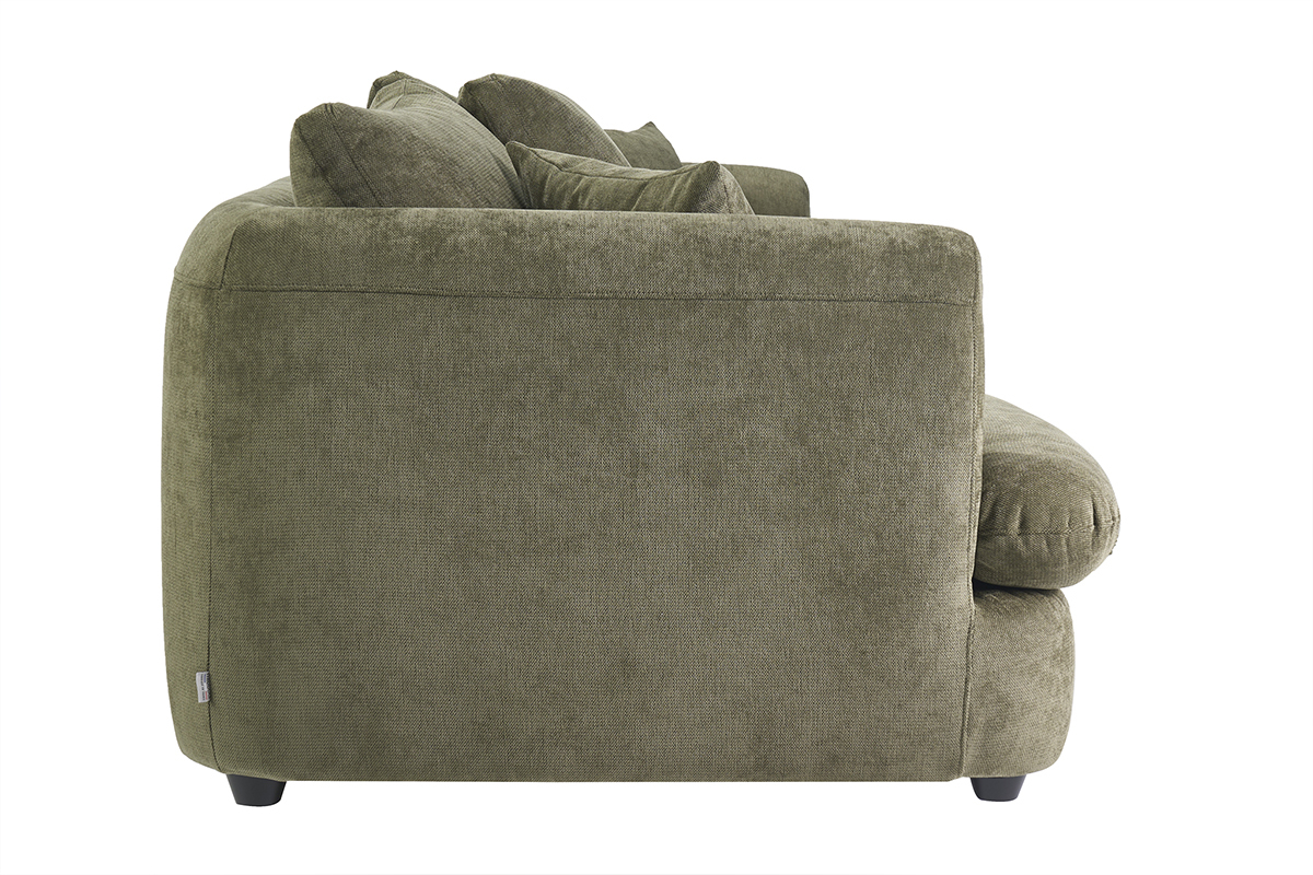 Abziehbares 3-4-Sitzer-Design-Bohnensofa aus kaki-gr�nem Stoff, Seitenansicht