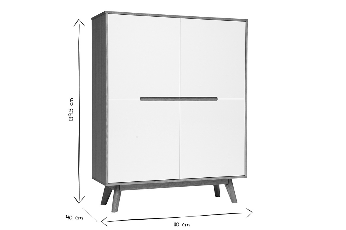 Anrichte HELIA Holz Natur und Wei� 4 T�ren