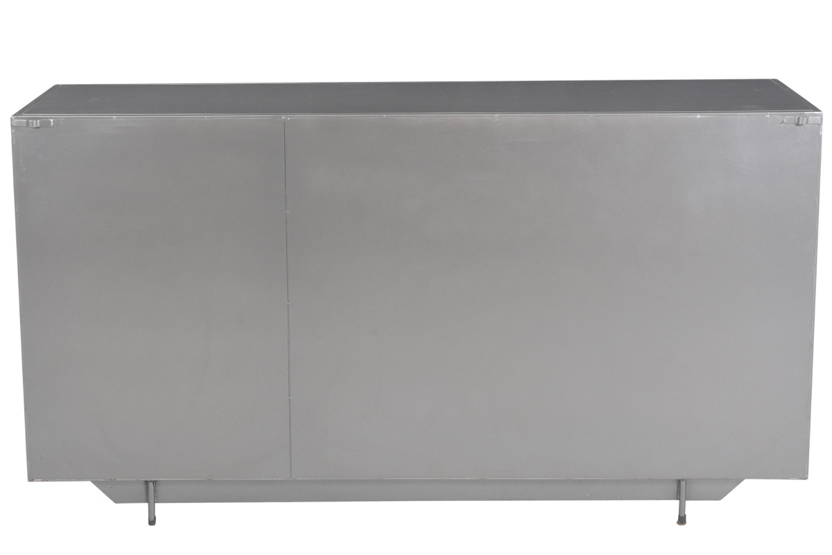 Anrichte im Industrial Style mit 3 Tren aus goldfarbenem und grauem Metall MAGIC