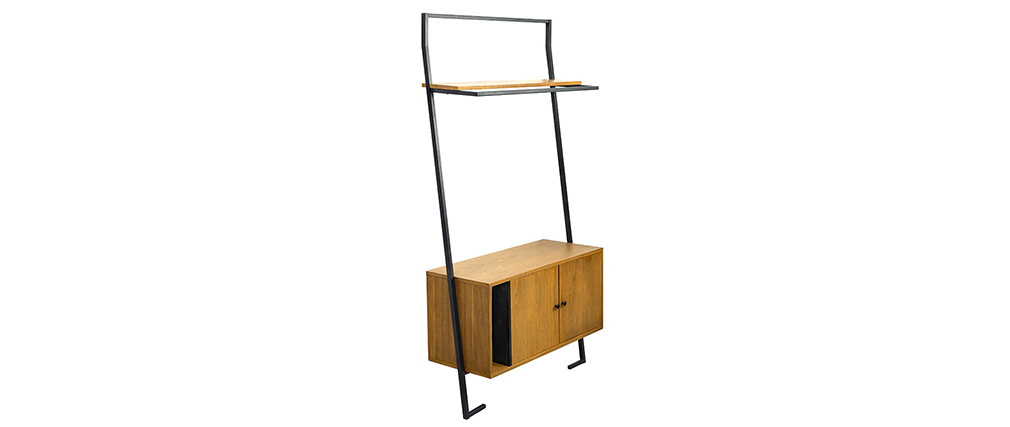 Antiker Stauschrank aus Holz und schwarzem Metall SERAH - Miliboo