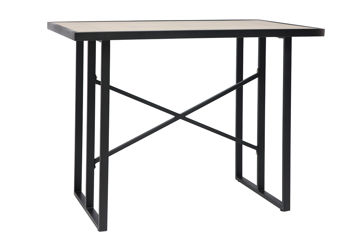 Auenstehtisch aus Metall und Glas mit Holzmuster QUITO