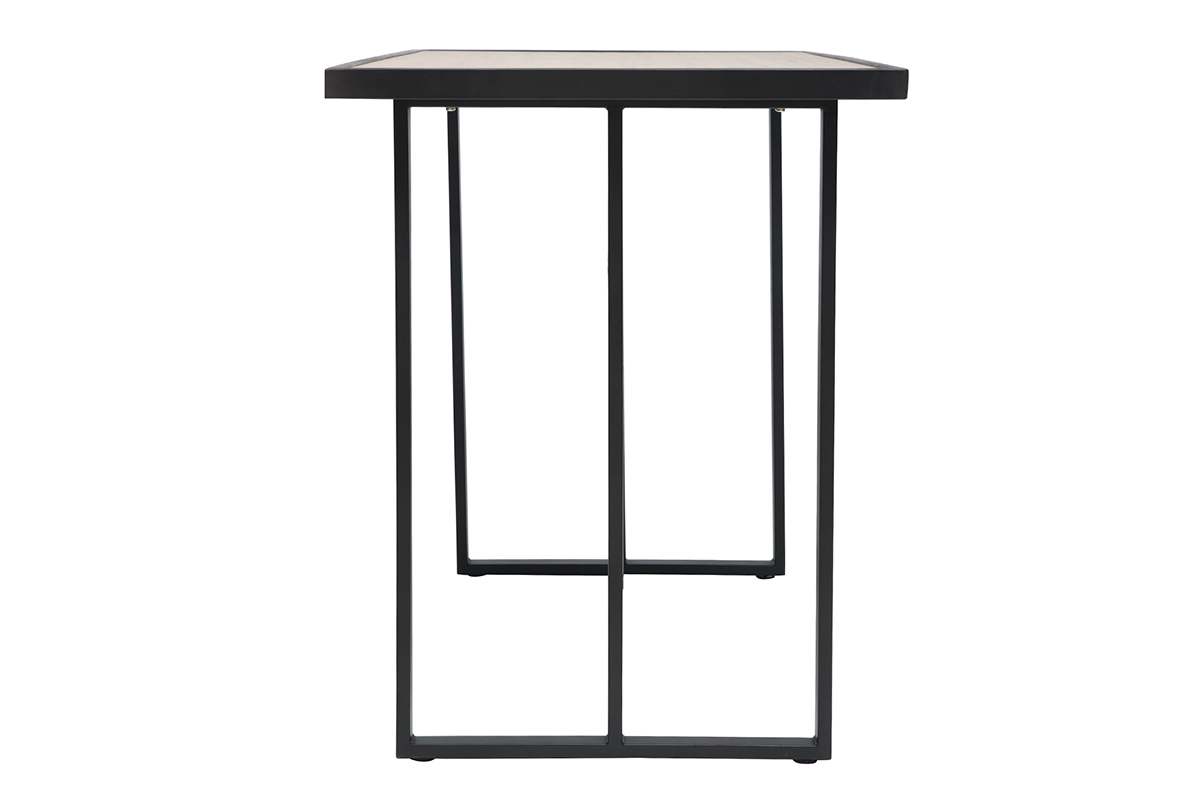 Auenstehtisch aus Metall und Glas mit Holzmuster QUITO