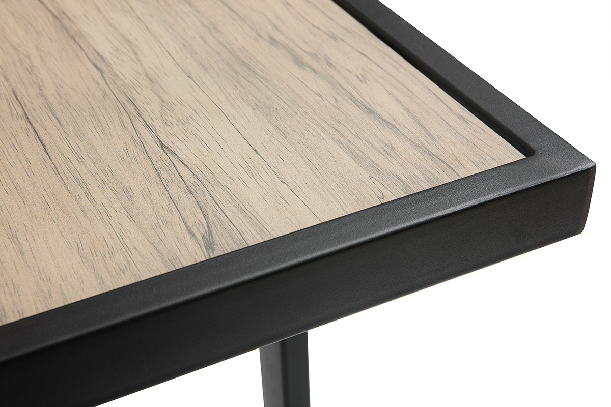 Auenstehtisch aus Metall und Glas mit Holzmuster QUITO