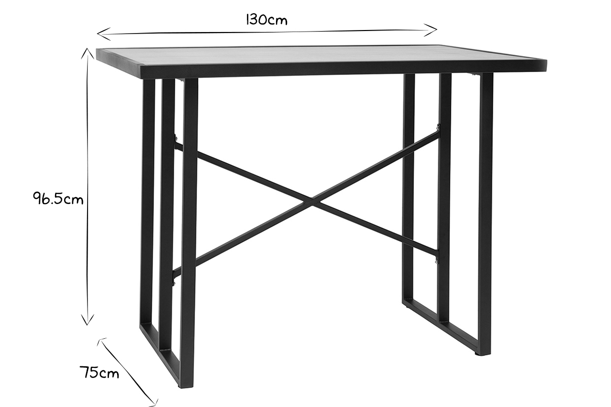 Auenstehtisch aus Metall und Glas mit Holzmuster QUITO