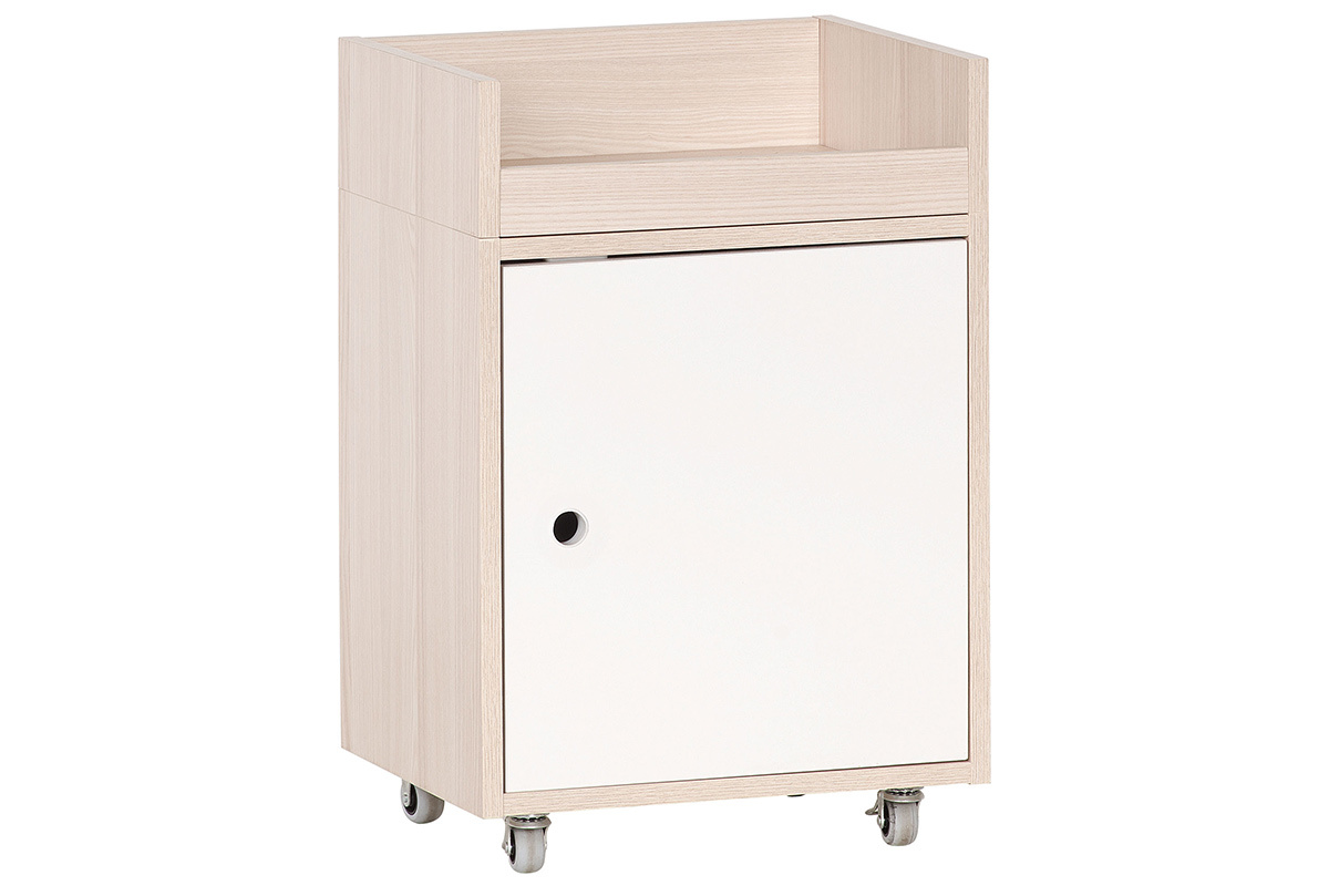 Aufbewahrungsbox auf Rdern wei und Holz NOHA