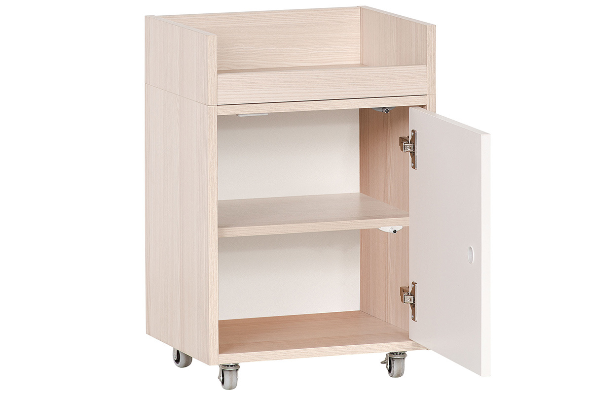 Aufbewahrungsbox auf Rdern wei und Holz NOHA