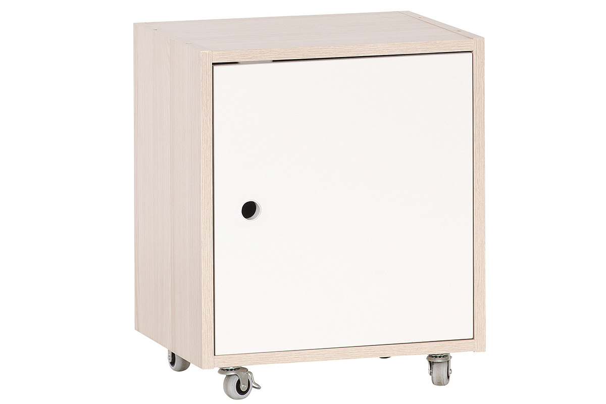 Aufbewahrungsbox auf Rdern wei und Holz NOHA