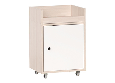Aufbewahrungsbox auf Rädern weiß und Holz NOHA - Aufbewahrungsbox auf Rädern weiß und Holz NOHA