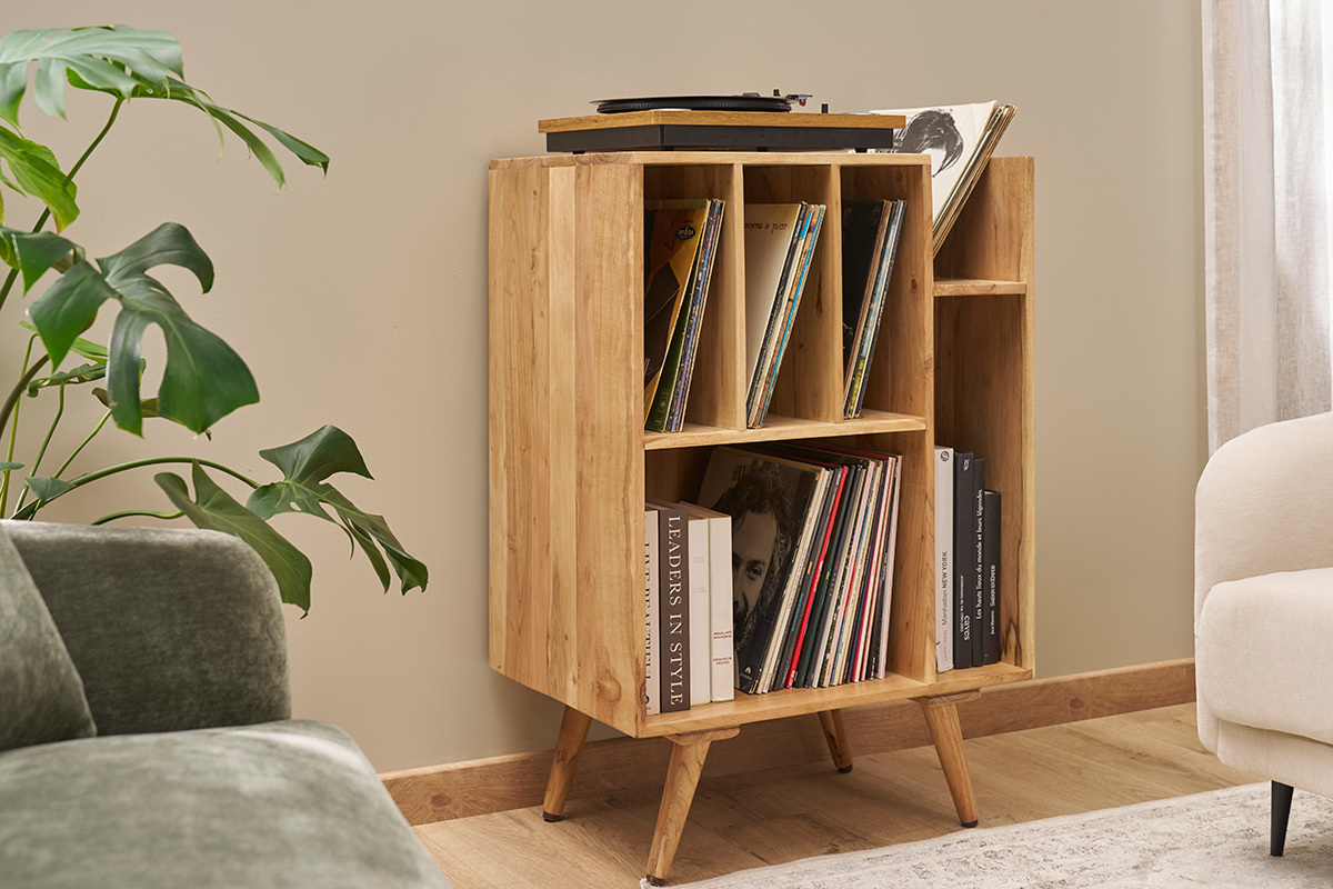 Aufbewahrungsschrank Vinyl aus massivem Akazienholz VIRGILE