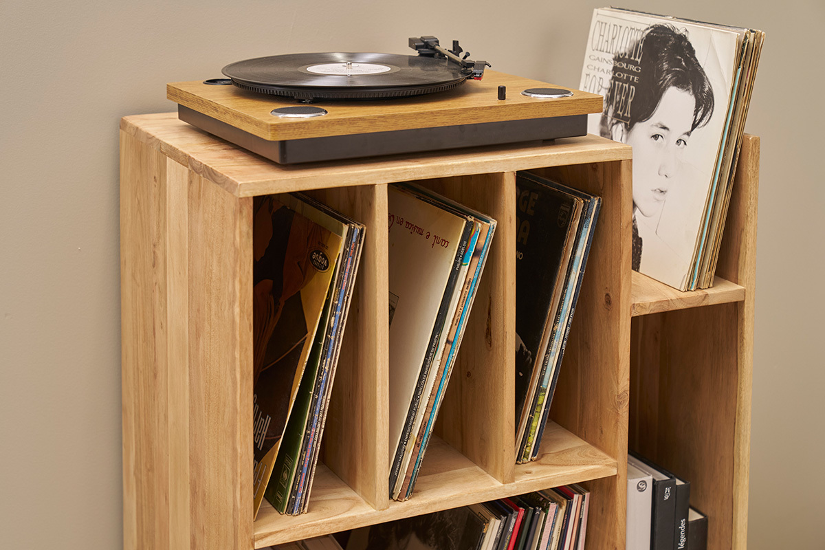 Aufbewahrungsschrank Vinyl aus massivem Akazienholz VIRGILE