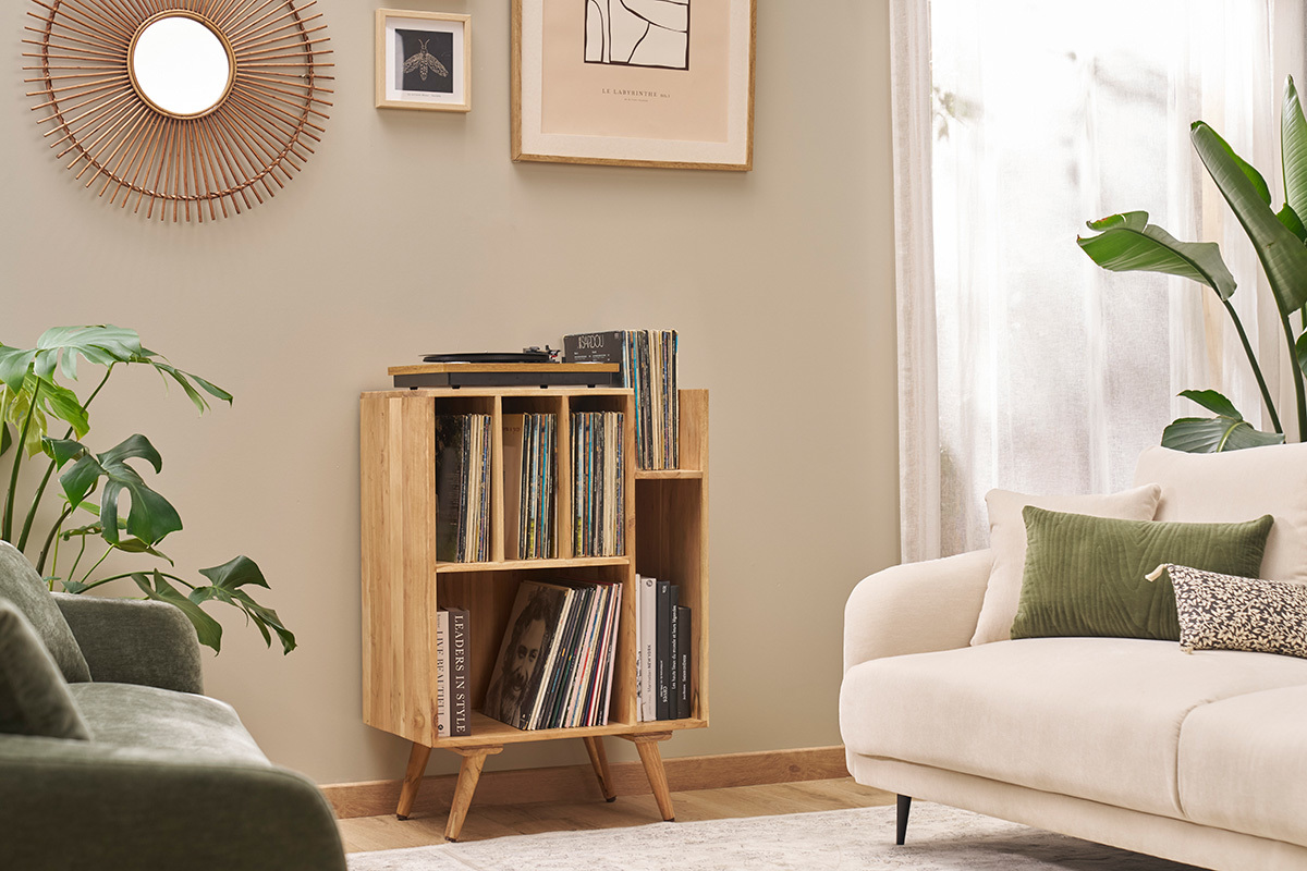Aufbewahrungsschrank Vinyl aus massivem Akazienholz VIRGILE