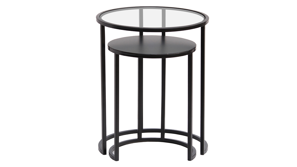 LOKLNEYK Kaffeetisch Glas Rund Für 2 Personen - Moderner Beistelltisch Gehärtetes Glas & Verchromtes Metall, 45cm Durchmesser