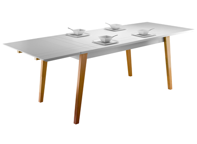 Ausziehbarer Design-Esstisch Mattweiß lackiert und Holz L160-250 ADORNA - Ausziehbarer Design-Esstisch Mattweiß lackiert und Holz L160-250 ADORNA