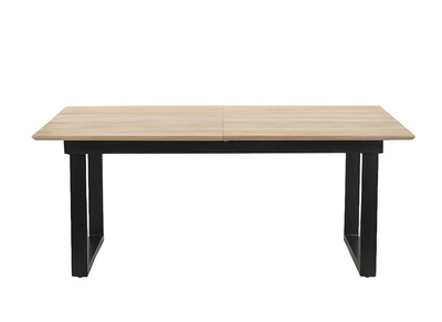Ausziehbarer Esstisch aus hellem Mangoholz massiv und schwarzem Metall L180-220 cm BRAVA