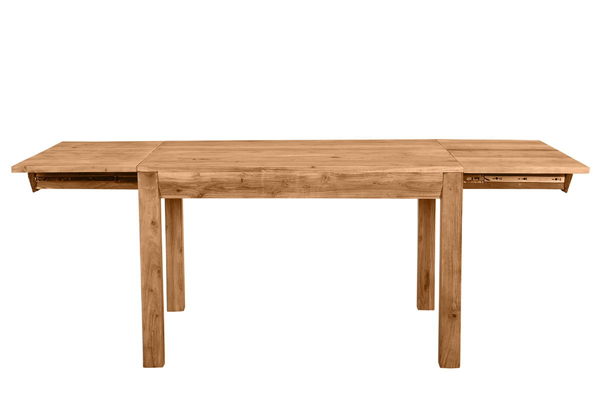 Ausziehbarer Esstisch aus massivem Akazienholz und schwarzem Metall L120-210 cm BALTO