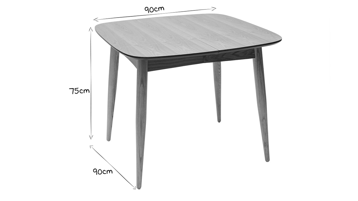 Ausziehbarer Esstisch Esche naturell Lnge 90?130 cm NORDECO